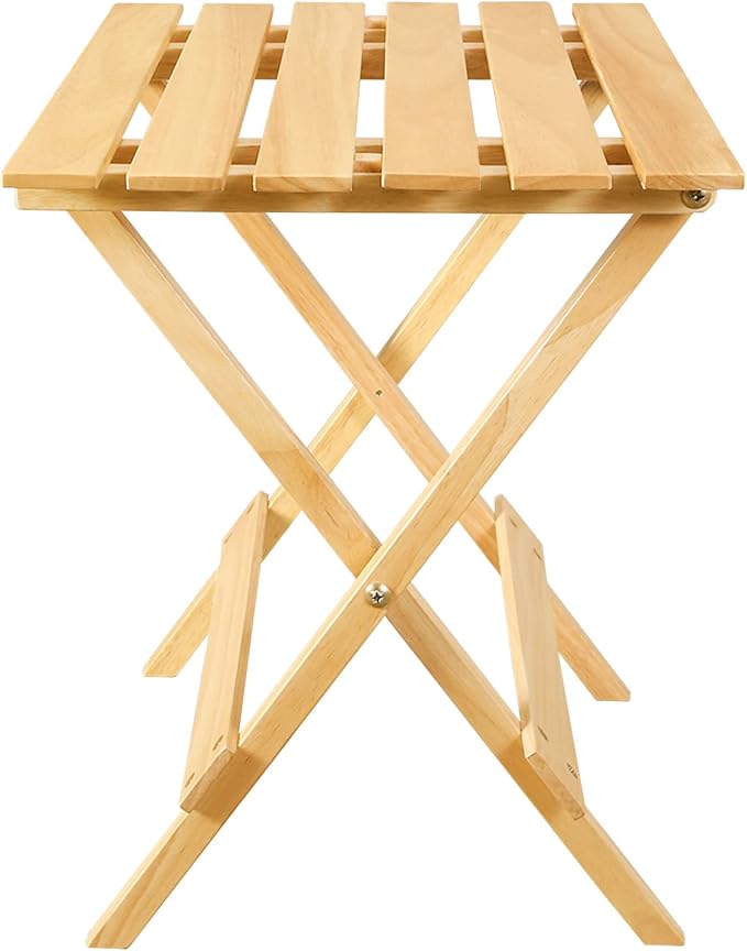 Casual Home Small Folding Side Table (2-Piece Set), 100% Solid Wood, Portable Patio Outdoor Small Table, Plant Stand, No Assembly