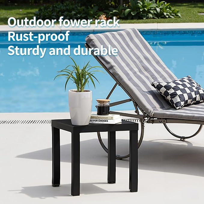 Square Aluminum Patio Side Table, Rustproof Outdoor Coffee Table | Powder-coated scratch-resistant aluminum top, all-weather sturdy frame, easy assembly for garden deck pool