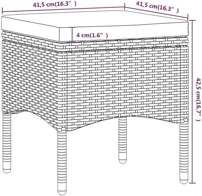 BOWERY HILL 5-Piece Garden Dining Set, Black and Cream White Poly Rattan, Square Table with Cushioned Chairs, Powder-Coated Finish, Durable Indoor/Outdoor Patio or Balcony Furniture for Entertaining