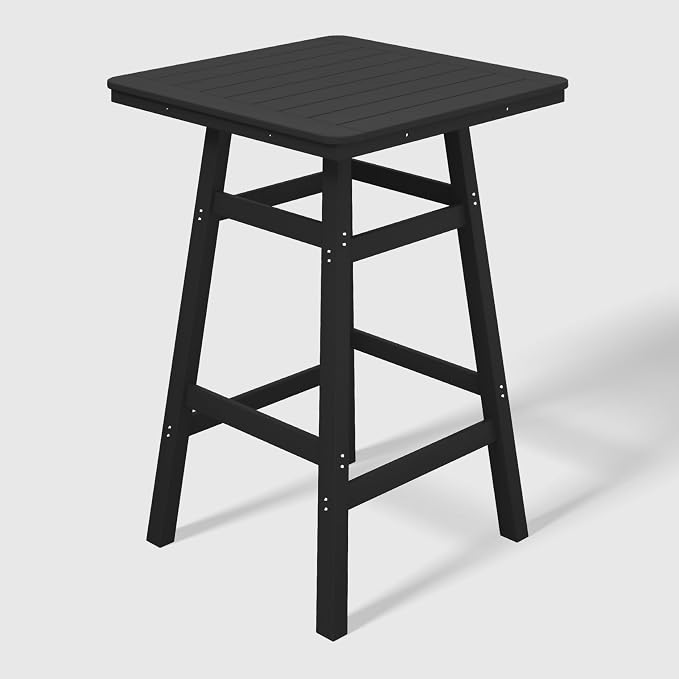 WestinTrends Malibu Square Outdoor Patio Bistro Bar Table with Umbrella Hole 42" Tall, Black