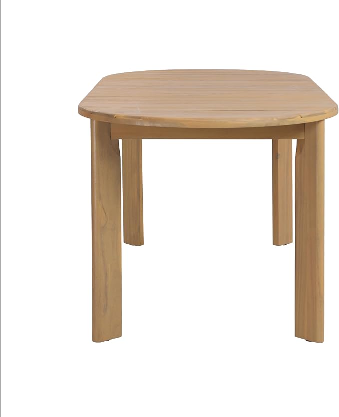 Christopher Knight Home Linda 70.67" Outdoor Dining Table, Solid Acacia Wood Patio Table for Patio Furniture Set, Modern Dining Table with Slat Panel Oval Top for Deck Garden Backyard, Light Teak