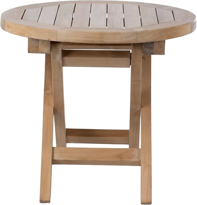 Teak Wood Folding 20”-Inch Outdoor Coffee Table - Perfect for Camping & Outdoor Entertaining - Ideal for Backyard, Front Porch, Balcony (Round)