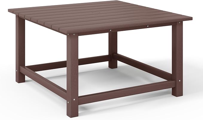WestinTrends Malibu Low Outdoor HDPE Square Patio Coffee Table, Dark Brown