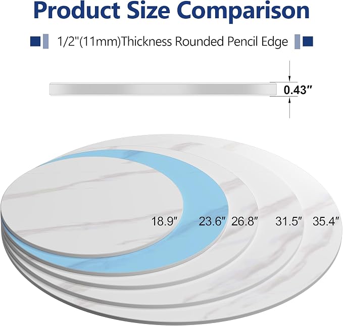 ZL ZELing Round Sintered Stone Table Top 23.6",Replacement Table Top for Indoor & Outdoor - Heat/Scratch Resistant Waterproof Ceramic DIY Desktop,Patio/Balcony/Bistro/Café & Dining Room (White)