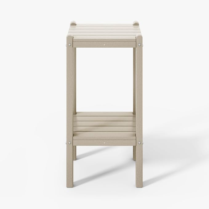 WestinTrends Malibu 36" Outdoor Adirondack HDPE 2-Tier Patio Side Table, Sand