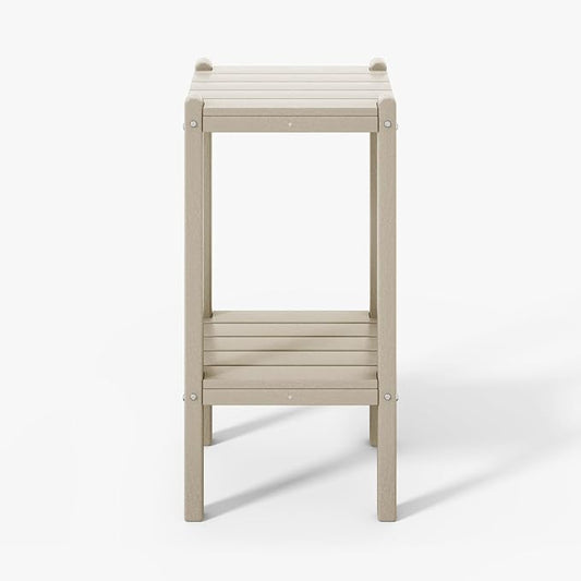WestinTrends Malibu 36" Outdoor Adirondack HDPE 2-Tier Patio Side Table, Sand
