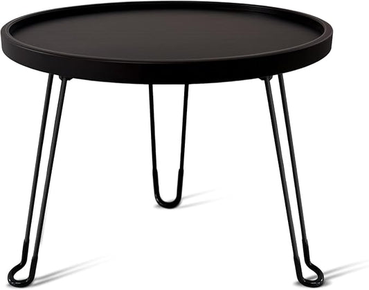 17.7 in Outdoor Round Side Table, Small Patio Table, Japanese Tatami Table, Foldable and Portable to Save Space, Suitable for Home Garden, Indoor and Outdoor Use