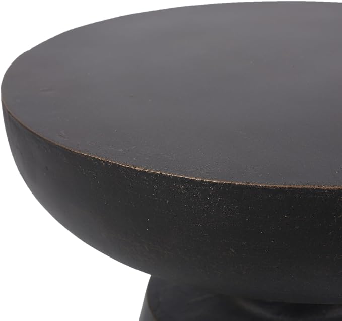 Penau Outdoor Lightweight Concrete Side Table, Modern Round Pedestal Accent Table, No Assembly, 17.75 x 17.75 x 20.50 Inchs, Copper Finish (Indoor Outdoor)