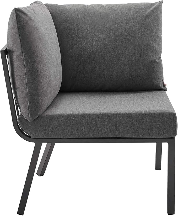 Modway Riverside 7 Piece Outdoor Patio Aluminum Set, 85.5 x 114 x 28, Gray Charcoal