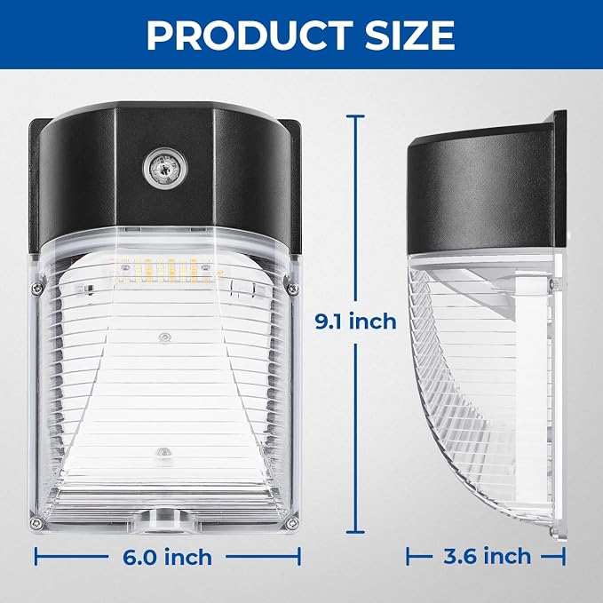 CINOTON 26W LED Wall Pack Light with Dusk to Dawn Sensor, 3CCT Black 2Pack | 100-277Vac, 26W/18W/13W Switchable, 3CCT Wall Lights, IP65 Waterproof, Outdoor Security Flood Lighting for Garage, Backyard