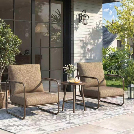 3-Piece Aluminum Outdoor Conversation Set, Modern Deep Seating Chairs with Thick Cushions & Coffee Table, Weather-Resistant for Garden, Porch, Deck, Balcony