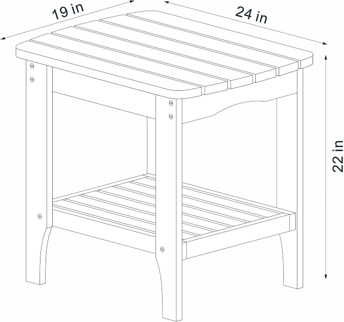 24" Natural Solid Wood Outdoor Side Table Beige Traditional Transitional Rectangular Cedar Pine Finish Weather Resistant