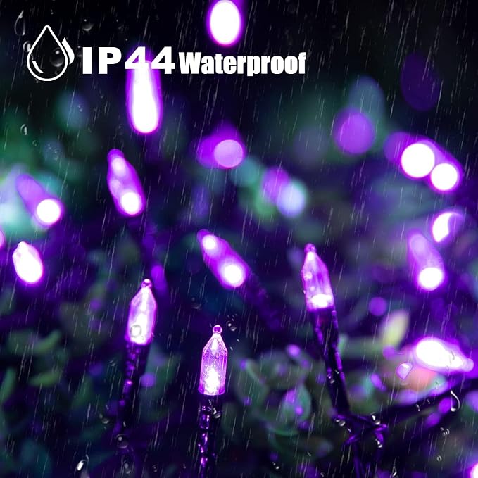 2Pack Christmas Lights Outdoor, 33FT 100 LED Mini Purple Lights Plug in with 8 Modes for Outdoor Indoor Christmas Tree Light Party Holiday Commercial Decorations, Waterproof & Connectable, Purple | 8 Light Modes, Waterproof, Connectable, Plug in, Chris...