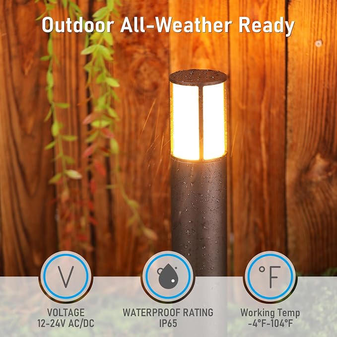 LEONLITE Low Voltage Bollard Pathway Lights, 5CCT 5W 12-24V 1800K/2700K/3000K/4000K/5000K Selectable, Wired LED Landscape Lighting for Lawn Yard Walkway Driveway, Oil Rubbed Bronze Aluminum, Pack of 4