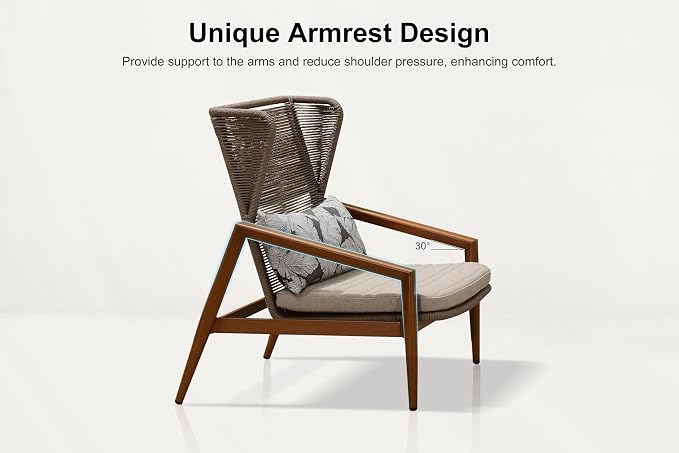PURPLE LEAF 4 Pieces Patio Conversation Furniture Set Outdoor Aluminum Modern Wicker Sofa Chairs Sets with Coffee Table for Balcony Yard Garden Poolside, Cushions and Pillows Included