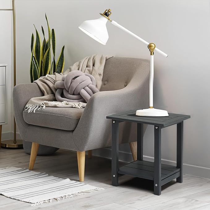 Adirondack Outdoor Side Table, 2-Tier Patio End Table, Small Outdoor Table Adirondack Side Tables