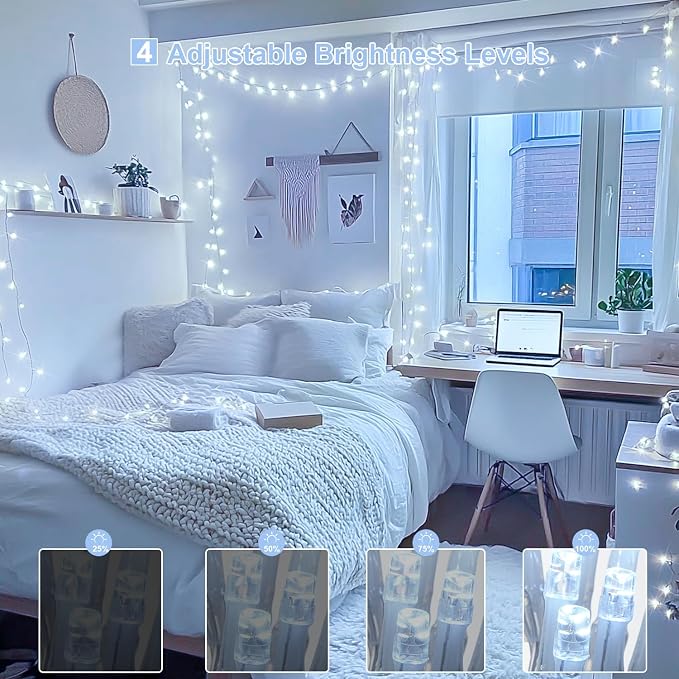 JMEXSUSS 800 LED White String Lights Indoor Outdoor, Wedding Lights Plug in | Christmas Tree Lights with Remote, Decorative Lights for Room Classroom Yards Patio Decor, Timer