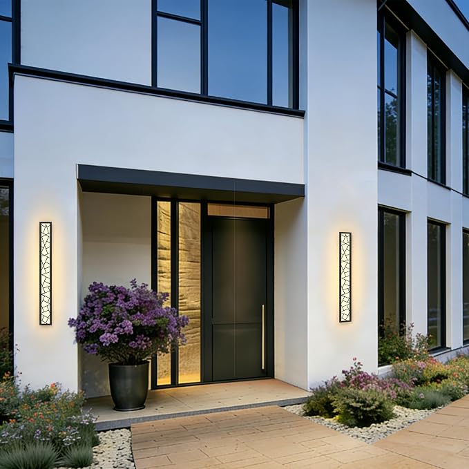 Outdoor Wall Lights 31.5inch Modern Outdoor Wall Sconce LED Long Wall Sconces Black Front Porch Light Waterproof Led Wall Light IP67 3000K Exterior Lighting Fixtures