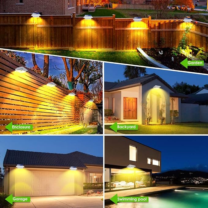 Gutter Lights, 40 LEDs Solar Patio Decor Lights, Deck Lights Outdoor Waterproof Fence Lights for Wall Backyard Porch, Patio, Pool,Step Stairs, Yard, Garden, Pathway (2Pack_White,Warm White Light)