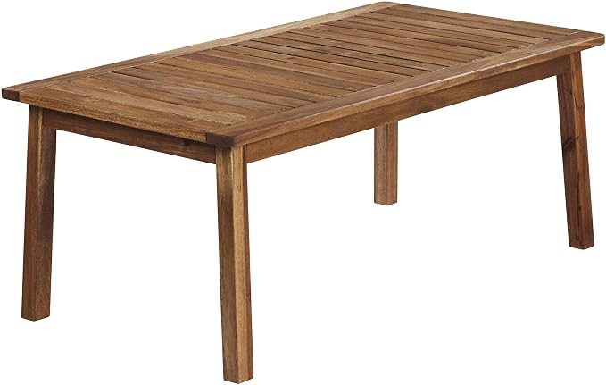 Teal Island Designs Perry Farmhouse Rustic Acacia Wood Rectangular Outdoor Coffee Table 43 1/4" x 22 3/4" Brown Slat Tabletop for Cottage Core Spaces Patio House Balcony