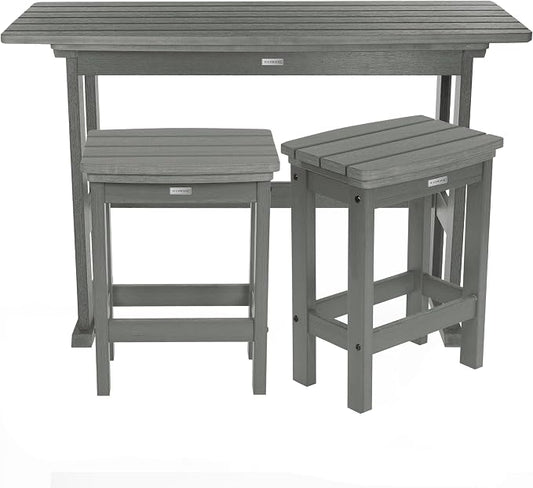 Highwood Lehigh 3pc Counter Height Balcony Dining Set, Coastal Teak