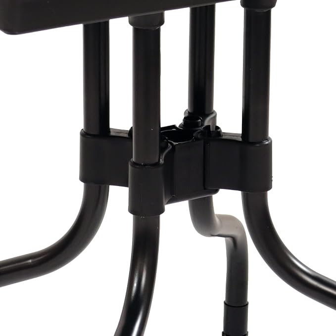 Sunnydaze Plastic Top Outdoor Dining Table - Square Folding Patio Table with Curved Iron Legs - Black - 28.75" H