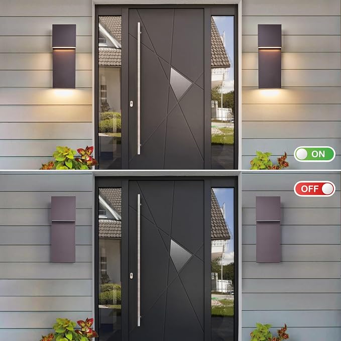 Tarentlight Modern Outdoor Indoor Integrated LED Wall Sconce, 2-Light Total 17W,Bronze Finish,1600 Lumens,3000 Kelvin,90 CRI, Dimmable,Input 120-277V,Weatherproof for Global Front Porch Decor Use.