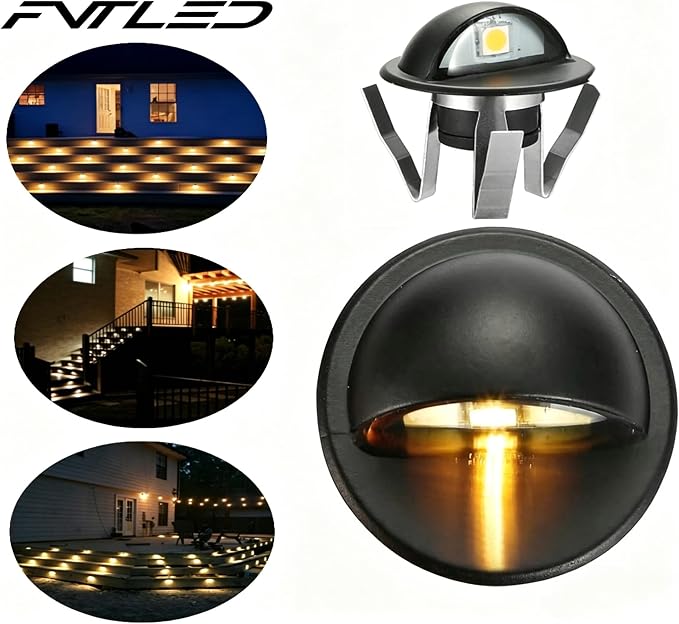 Pack of 30 Warm White Low Voltage LED Deck Lights kit Φ1.38 Outdoor Garden Yard Decoration Lamp Recessed Landscape Pathway Step Stair Warm White LED Lighting, Black