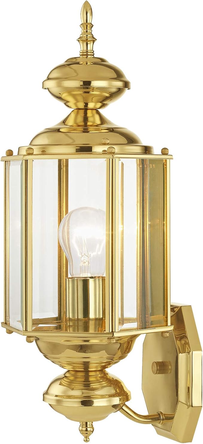 Livex Lighting 2006-02 1-Light Outdoor Wall Lantern, Polished Brass