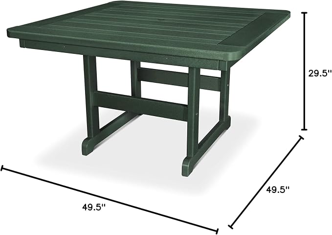 POLYWOOD PST48GR Park 48" Square Table, Green