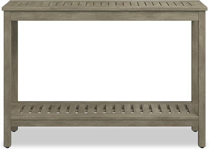 DTY Outdoor Living Eucalyptus Wood Console Table, Two-Shelf Outdoor Buffet, Driftwood Gray Weather-Resistant Finish