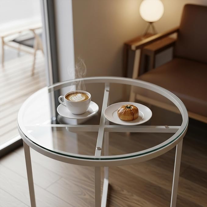18 inch Round 1/4" Thick Pencil Polished Edge Glass Table Top with 6 Bumpers - Tempered, Scratch Resistant & Safety Replacement Glass Designed for Dining, Coffee, Patio & End Tables