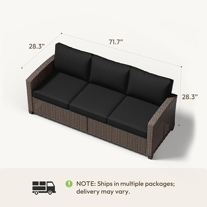 Patio Furniture Set - All-Weather - 1 Piece Wicker Outdoor Patio Conversation Set, Modular Rattan Sectional Sofa for Backyard, Garden, Patio, Poolside