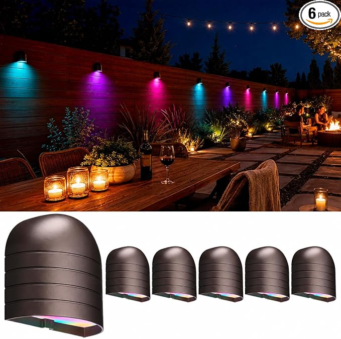 LEONLITE 6-Pack RGBCW Low Voltage LED Deck Lights, Color Changing | 5 Color Changing Modes, CRI90, 12-24V AC/DC, Anti Glare Step Railing Light, Fence Down Light, IP65, Oil Rubbed Bronze