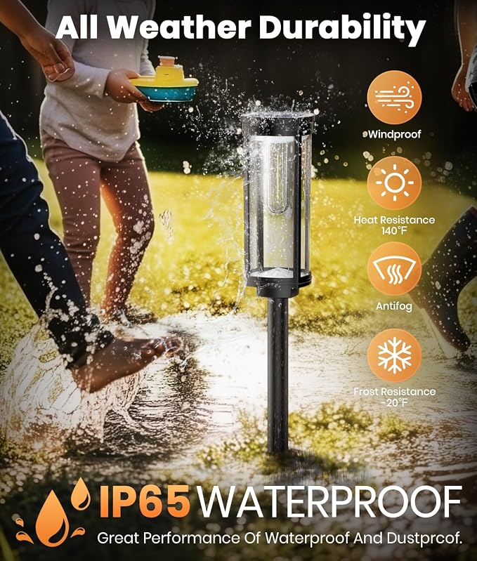ALFIOT Solar Pathway Lights Outdoor, Bright Solar Lights Outdoor, IP65 Waterproof Landscape Lighting for Yard Patio Walkway Driveway Pathway (Warm White (Cylinder), 12 Pack)