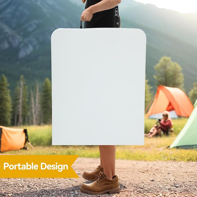 DWVO 8FT Folding Table, Heavy Duty Folding Tables with Carrying Handle, Plastic Fold up Table for Outdoor Camping Picnic Parties, Indoor Events, White