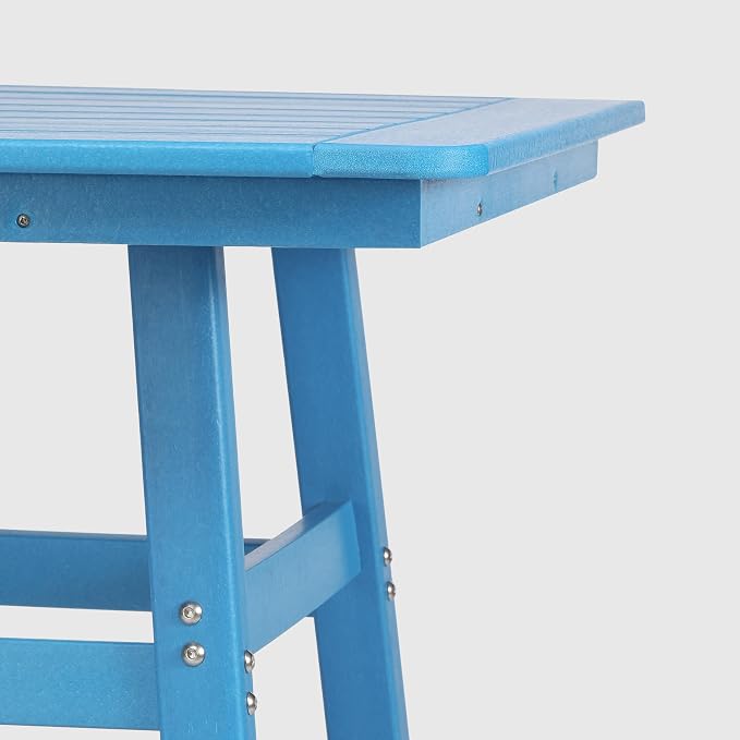 WestinTrends Malibu Square Outdoor Patio Counter High Bistro Bar Table with Umbrella Hole 37" Tall, Pacific Blue