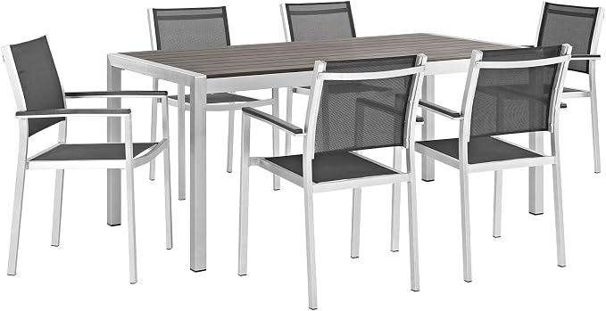 Shore 7 Piece Outdoor Patio Aluminum Dining Set