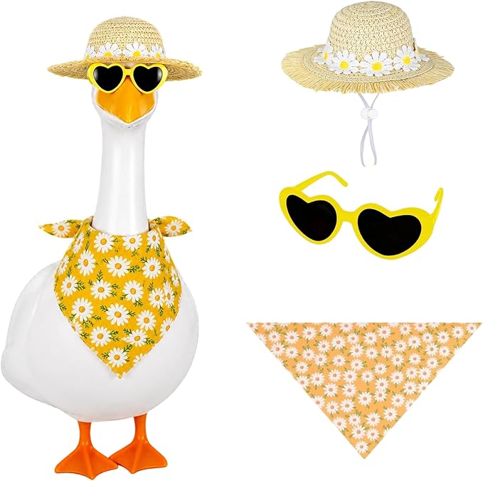 Porch Goose Summer Outfit,Hsummer Porch Goose Outfit,Porch Goose Bikini,Summer Garden Lawn Patio Yard Outdoor Decor (Flower Yellow)