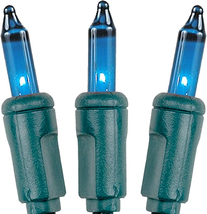 Novelty Lights 11 Feet 50 Bulbs Teal Incandescent Mini Christmas Lights