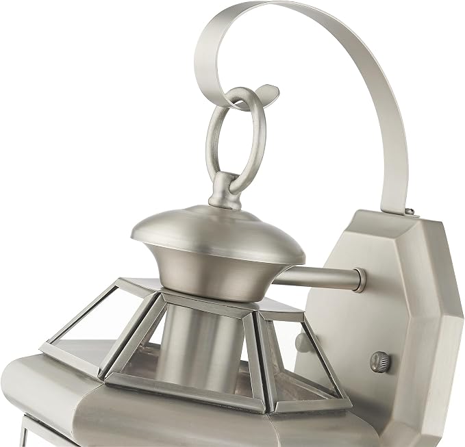 Livex Lighting 2051-91 Monterey 1 Light Outdoor Brushed Nickel Finish Solid Brass Wall Lantern with Clear Beveled Glass | Clear Beveled Glass; Solid brass construction