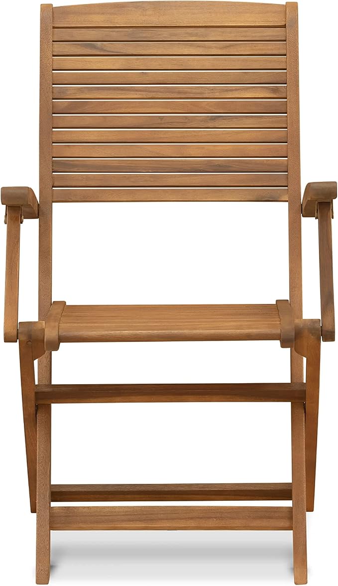 East West Furniture DEHD5CANA 5 Piece Patio Garden Table Set Includes a Rectangle Outdoor Acacia Wood Dining Table and 4 Folding Arm Chairs, 40x72 Inch, Natural Oil