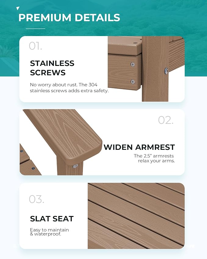 SERWALL 6 Pcs HDPE Dining Set, Includes 1 Table, 1 Bench & 4 Chairs, Brown | Outdoor Dining Set with Bench, All-Weather Resistant SERWALL Dining Set for patio