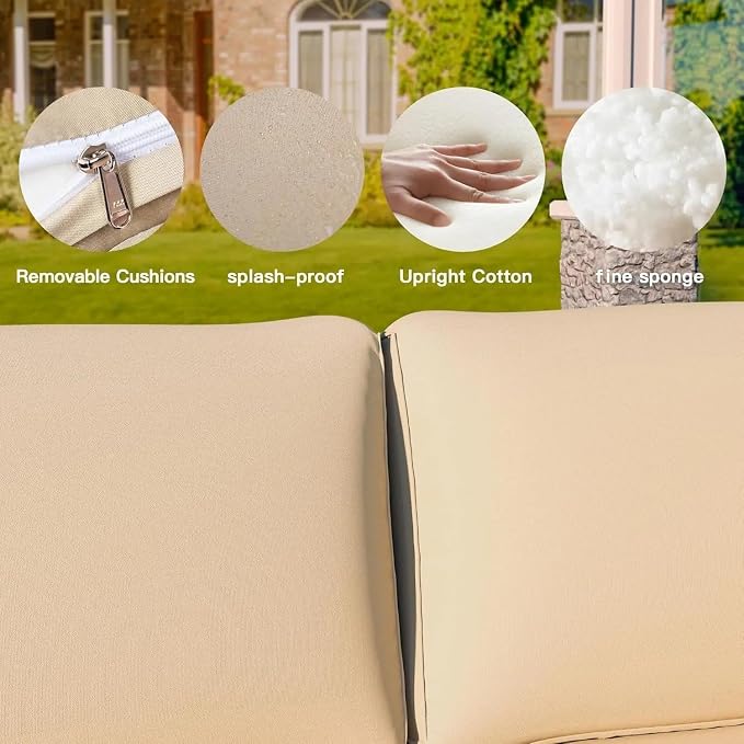 7 Pieces Outdoor Patio Furniture Sets Wicker Conversation Set Sectional Sofa Includes 6 All-Weather High Back Deep Seat PE Outdoor Sectional