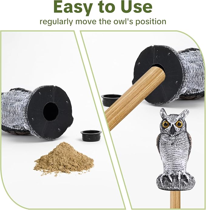 OFFO 2 Pack Fake Owl, Owl Statue for Garden and Yard Decoration, Weatherproof Plastic Outdoor Owl Decor for Porch Pool Patio Yard, 8-Inch Height, Long + Short Ear Owl