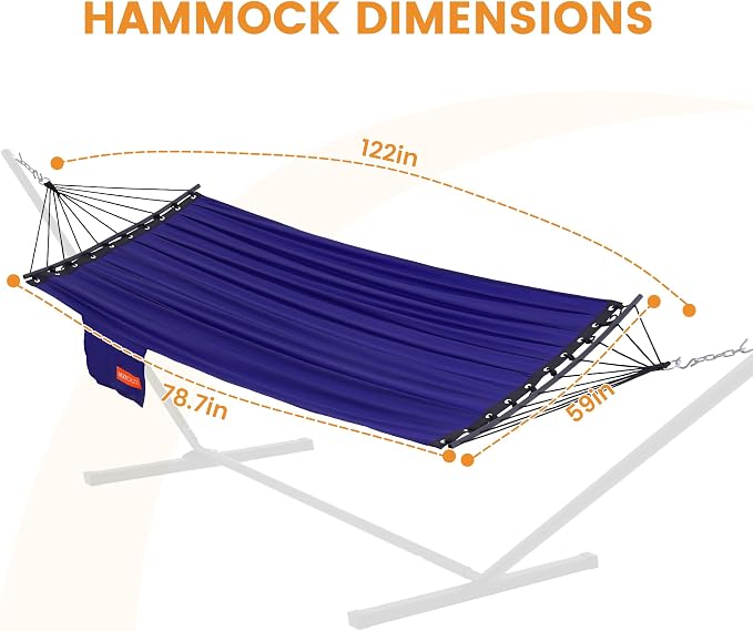 Lazy Daze Hammocks Camping Hammock with Curved Spreader Bar, Portable Hammock with Tree Straps, Carrying Bag, Carabiners for Outside, Hiking, Outdoors, 450lbs Capacity, Navy