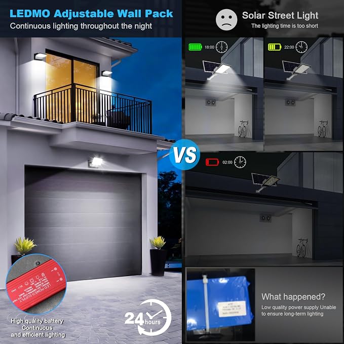 ledmo LED Flood Lights Outdoor - 360 Adjustable Head 60W Wall Pack Switch Control Modern Exterior Lighting Fixtures Commercial Security 5000K Wall Mount for Shop,Barn,Garage Yard 4 Pack,Black