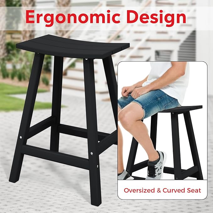 Costaelm Outdoor Bar Table, 37" Counter Height Round Patio Cocktail Bar Table, Patio Bar 3-Pieces Set Bistro Dining Pub Table for Deck, Backyard, Garden, Black
