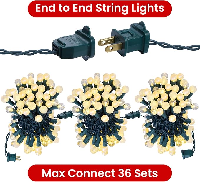 Globe String Lights, 70 LED Mix-Ball Fairy Lights Plug in UL Listed Christmas Tree Lights 19Ft Christmas Outdoor Indoor Fairy Lights for Bedroom Tree Patio Party Garden Wedding, Warm White