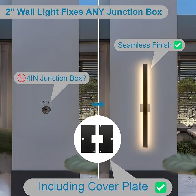 24inch Outdoor Wall Lights,Black Outdoor Sconce Lights,Waterproof Wall Mounted Porch Light, 3000K Modern Outside Lights for House, Garage, Exterior